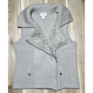 Ann Taylor Loft Asymmetrical Wool Blend Beige Sweater Vest - Women Size Medium